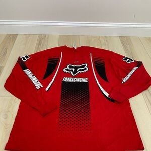 Fox Racing Long Sleeve Size XXL Motocross Y2K Skater Sleeve Hits RED WHITE